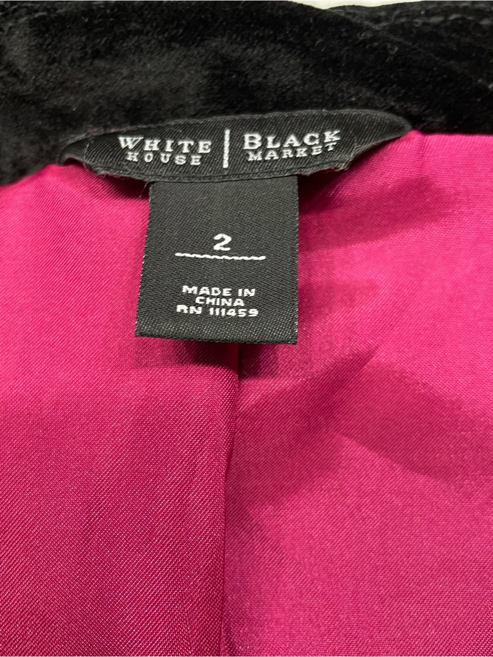 White House Black Market Black Velvet Cotton Blend Blazer Jacket Size 2 - Picture 3 of 7